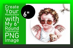 Whimsical Circle PNG Keychain Template , Cupid Product Image 1