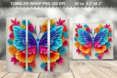 Colorful 3D Rainbow Butterfly Tumbler Design Product Image 1