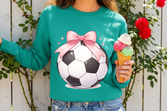 Pink Coquette Soccer PNG: Game Day Bow Shirt Design Product Image 9