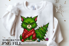 Green funny Christmas cat png design for T-shirts Product Image 3