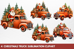 Christmas Clipart Christmas Truck Sublimation Clipart Product Image 1
