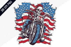 Man Skull Ride American Bike Sublimation -4th of July Design Product Image 1