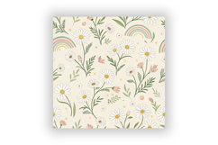 Pastel Daisy Rainbow Seamless Pattern Bundle, Cute Floral Product Image 6