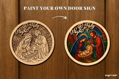 Nativity Scene Stained Glass Door Sign Laser Cut | SVG Product Image 2