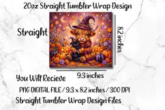 Highland Cow Fall 20 OZ Skinny Tumbler Wrap Sublimation PNG. Product Image 5