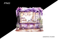 Watercolor Lavender Cafe Clipart Product Image 1