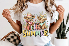 Hello Summer PNG Highland Cow Clipart Cute Calf Sublimation Product Image 6