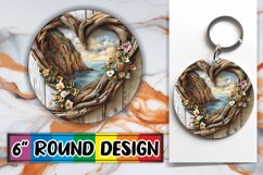 Summer Blossom Heartwood Sublimation Keychanin PNG Product Image 1