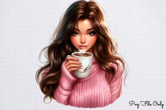 Coffee Shop Girls Clipart Bundle PNG Product Image 9