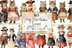 Cats in Folk Costumes Clipart, Cosplay Cats in Clothes PNG Product Image 7
