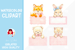4 Cute Baby Animals Labels PNG for Nursery, Cards and Design Product Image 1