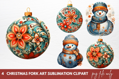 Christmas Fork Art Sublimation Clipart Christmas Fork Art Product Image 1