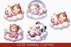 Sleeping Baby Animals Clipart, cute baby animals png Product Image 1