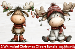 2 Whimsical Christmas Clipart | Cute Festive Holiday PNG Product Image 1