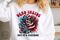 Dead inside but it&#039;s Sublimation - 4th Of July Skeleton PNG Product Image 1