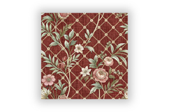 Wine Toile Digital Paper Pack, Vintage Floral Toile, Gingham Product Image 6