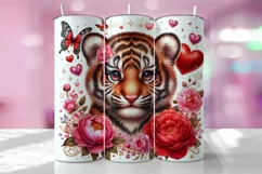 Valentine's Day Tiger Tumbler Wrap Sublimation Design Product Image 1