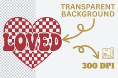 LOVED PNG | Checkered Heart Valentine Sublimation Design Product Image 3
