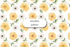 Yellow White Floral Seamless Watercolor Pattern Design Product Image 1