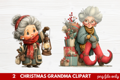 Christmas Grandma Clipart | Cute Holiday Granny PNG Illustra Product Image 1