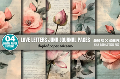 Love letters Junk Journal Pages Background Paper PNG Product Image 1