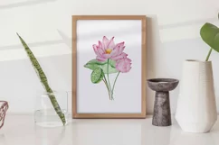 Watercolor Lotus Flower Wall Art Print Product Image 6