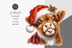 Christmas Cow clipart, Highland cow clipart, Product Image 1
