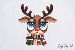 Grumpy Christmas Animal Coffee Clipart Bundle PNG Product Image 7