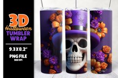 3D Halloween Tumbler Sublimation Wrap Design Skull Skeleton Product Image 1