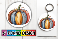 Blissful Keychain Sublimation PNG, Pumpkin Watercolor Product Image 1