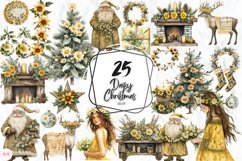 Boho Daisy Flowers Christmas Clipart Product Image 1