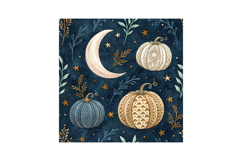 Boho Moon and Pumpkin Star Seamless Pattern, Digital Paper Product Image 6