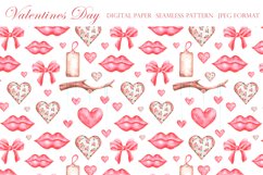 Valentine&#039;s day seamless pattern. Love, heart, kiss, arrow. Product Image 6