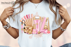 Nail Tech Sublimation PNG Pink Gold Beauty Tools Design Product Image 5