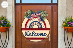 Patriotic Welcome Sign Laser Cut | 4th of July | SVG Product Image 1