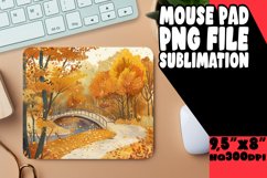 Autumn Scene Mouse Pad Watercolor Sublimation Product Image 1