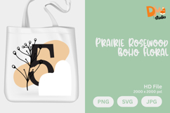 Prairie Rosewood Boho Floral Monogram Product Image 1