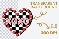 XOXO Checkerboard Heart PNG | Valentine’s Day Retro Heart Product Image 3