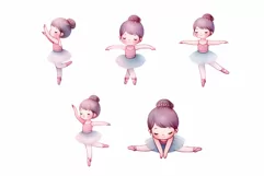 Cute Girl ballet watercolor illustration clipart Product Image 6