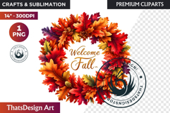 Autumn Harvest Wreath Clipart - Rustic Fall &amp; Thanksgiving Product Image 1