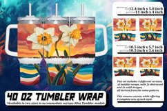 Retro Vibrant Floral Tumbler Wrap: Sublimation Delight Product Image 1
