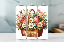 Floral Basket Spring Tumbler Wrap Sublimation PNG Design Product Image 1