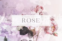 Pretty Watercolor Roses '' 72 Jpg / Png Overlays '' Product Image 2