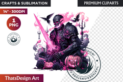 Pink &amp; Black Gothic Halloween Skeleton Clipart PNG, Skull Product Image 1