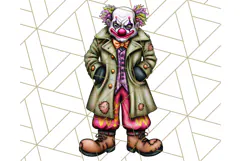 Creepy Clown Halloween PNG Clipart, Spooky Circus Art Product Image 2