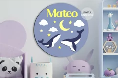 Whale Nursery Round Sign | Boy Nursery Name Sign SVG file Product Image 1