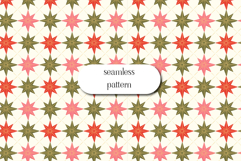 Retro Star Seamless Pattern Red Pink Green Geometric Digital Product Image 1