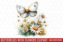 Butterflies With Flowers Clipart Product Image 1