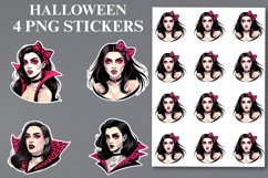 4 Halloween Witch Stickers Png | Printable Product Image 1