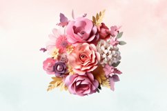3d sublimation Pink Floral Bouquet Clipart Bundle, 3D Product Image 6